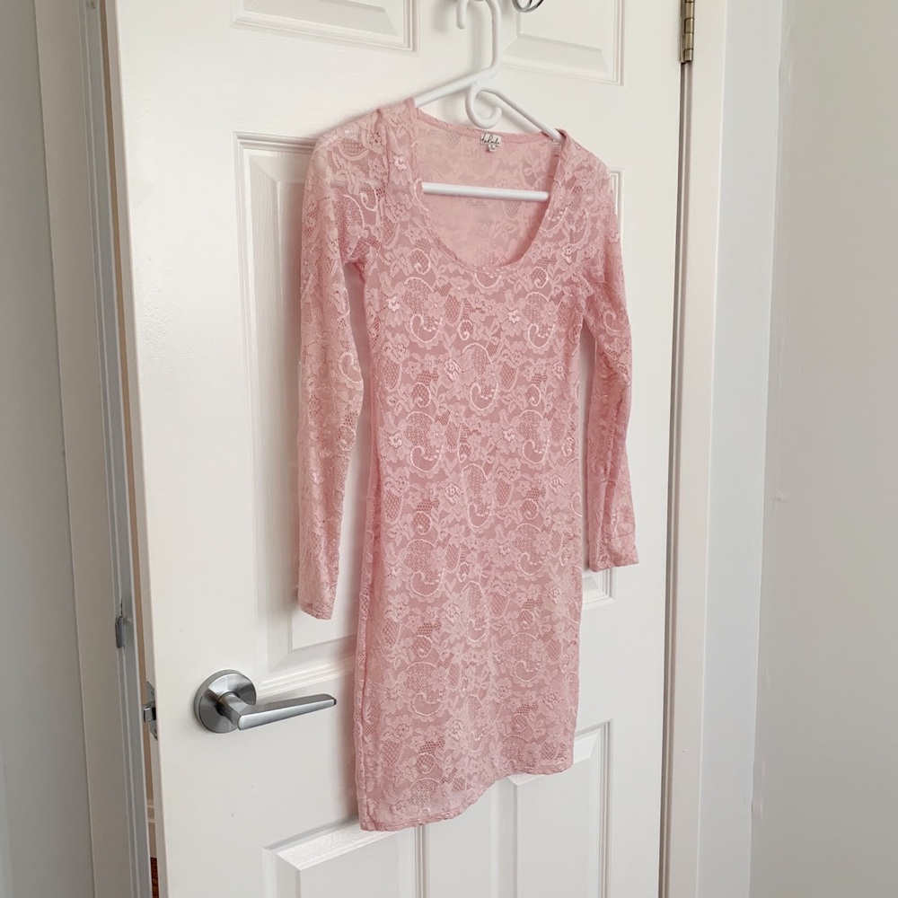 Talula Lace Dress - Fitted, Pink